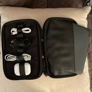 Electronic cables and iPad mini or kindle storage case
